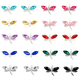 GLADFRESIT Alloy Dragonfly Pendant, 20PCS Pendant Accessories Animal Charm Multicolor Delicate Exquisite DIY Bracelet Necklace for Ladies Women Girls