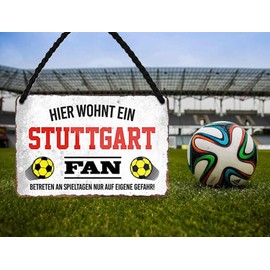 schilderkreis24 - Tin Signs HERE WOHNT EIN Stuttgart Fan Hanging Sign for Football Enthusiasts Decorative Item Sign Gift Idea 18 x 12 cm