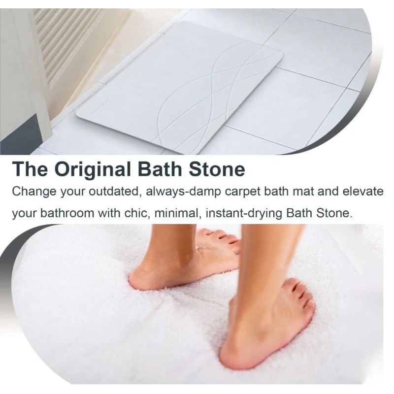 Fakoidat 2 x Elegant Earth Bath Stone Mat (White 23.5