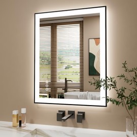 ISTRIPMF 24x30 Inch LED Bathroom Mirror with Black Frame, Backlit and Front Lighted Bathroom Mirrors for Wall, Anti-Fog, Dimmable, Memory, Shatterproof, LED Vanity Mirror for Bathroom