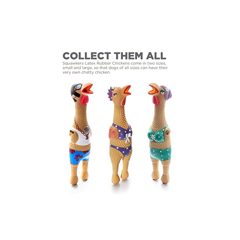 Outward Hound Squawkers Henrietta Latex Rubber Chicken Interactive Dog Toy,
