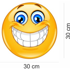 1 Smiley Sticker Smile XL I kfz386 I Round Diameter 30 cm I Emoticon Sticker Laughing for Car Caravan Motorhome Wall Tattoo I Weatherproof