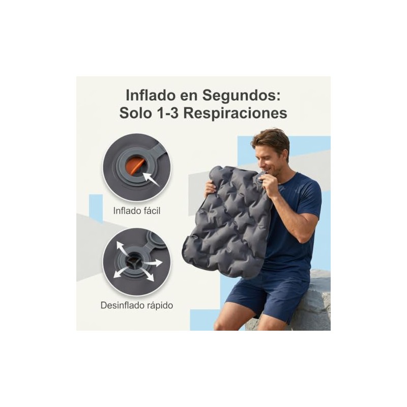 Cojín Inflable para Asiento de Avión y Viajes Largos, Portátil