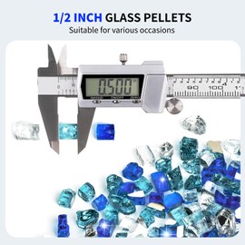 Pulovin 20 lbs Fire Glass for Propane Fire Pit, 1/2 Inch Fire Pit Glass Rocks for Gas Fireplace, Reflective Glass Rocks for Fire Pit Table, Blend of Cobalt Blue, Caribbean Blue and Platinum