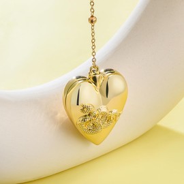 Heart Serpent Pendant Necklace Vintage Gothic Gold Necklace Rosary Style Adjustable Chain Jewelry Gift for Women