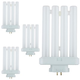 Diodesy- Pack of 4 FML27/30K/ FML Compact Fluorescent Light Bulbs, Quad Tube Plug-in Lamp, 27 Watt, 3000K Soft White, Reading Lamp Bulb with GX10Q 4-Pin Base, Desk Lamp Fluorescent Bulb, 1500 Lumens