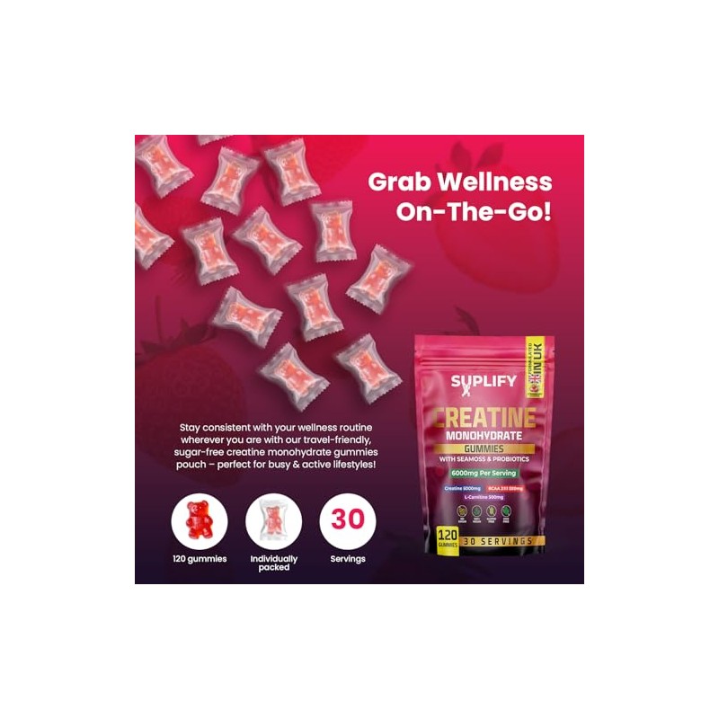 Creatine Monohydrate Gummies – 5000mg High-Potency | 120 Vegan Sugar-Free