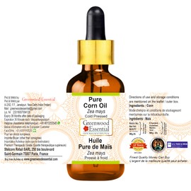 Greenwood Essential Natural Pure Corn Oil (Zea Mays) with Glass Dropper, Cold Pressed, 50 ml (1.69 oz)