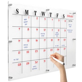 Excello Global Products Ultra-Clear Acrylic Dry Erase Memo Writing Board and Wall Calendar Family Planner 30" x 20"