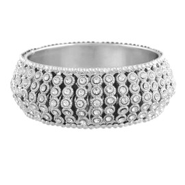 I Jewels 18k Silver Plated Indian Wedding Bollywood Handcrafted Designer Kada Bangles for Women (ADB425S-b) (Pack of 1), 2.6, Silver Plated, not-applicable