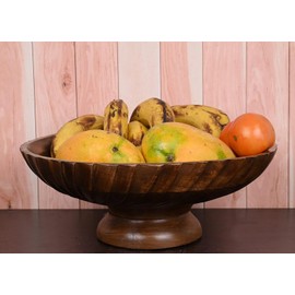 Mahasu Fruit Bowl Wooden Fruit Bowl for Kitchen Counter for Home Decor or Decorative Fruit Bowl for Table (12" X 12'" X 4.75")
