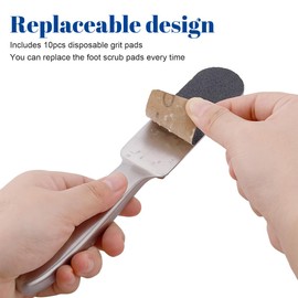 JEYORZY Foot File, 1 x Stainless Steel Callus Remover Double-Sided and 20 Replacement Sandpaper, for Hardened or Dry Skin, Callus File, Foot Care, Callus Remover for Hand and Foot