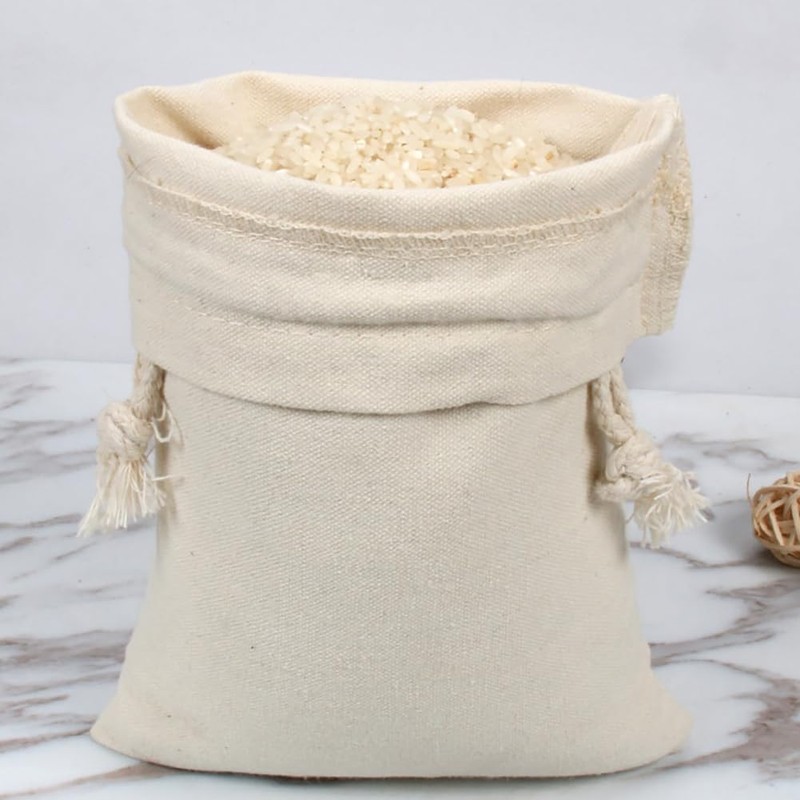 2 Pcs 40 x 30cm Drawstring Linen Bags Muslin Fabric