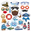 25Pcs Nautical Photo Booth Props Set with Bamboo Sticks &