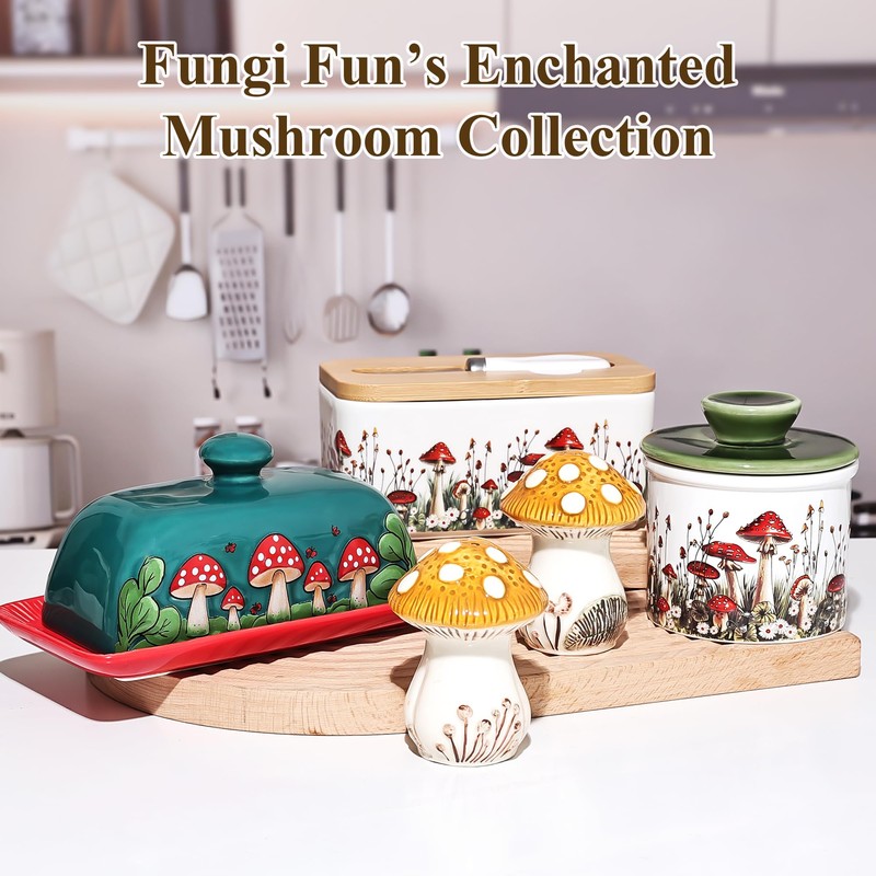 Ceramic Mushroom Salt and Pepper Shakers Set – Whimsical Kitchen