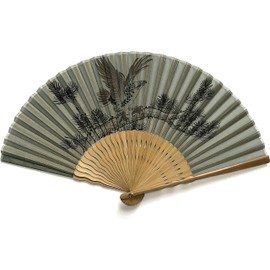 Hanakanzashi Men's Hand Fan, Hand Fan, with Bag Included, Hawk, Oimatsu, Men's Silk Fan, Sumi-e, Japanese Pattern, Japanese Style, Gray, 8.7 inches (22 cm), gray