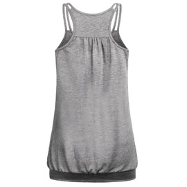 Wobity Loose Fit Workout Tops for Women Running Long Tank Tops Miss Classic Boat Neck Sleeveless Zumba Shirts Tummy Flattering Fitness Apparel Grey Medium