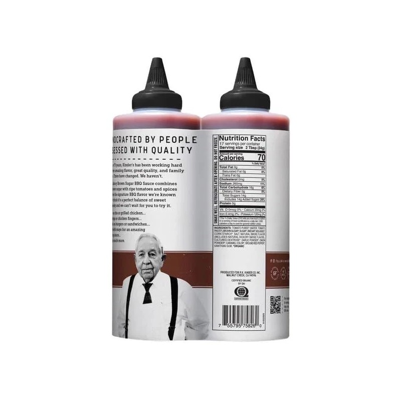 Kinder's Organic Hickory Brown Sugar BBQ Sauce, 20.4 Ounce (Pack