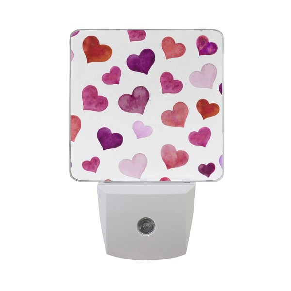 Retro Chic Pink Red Heart Night Light Set of 2