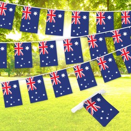 G128 Australia Australian Bunting Banner | Flag 8.2 x 5.5 Inch, Full String 33 Feet | Printed 150D Polyester, Decorations For Bar, School, Festival Events Celebration, Beautiful Decoration