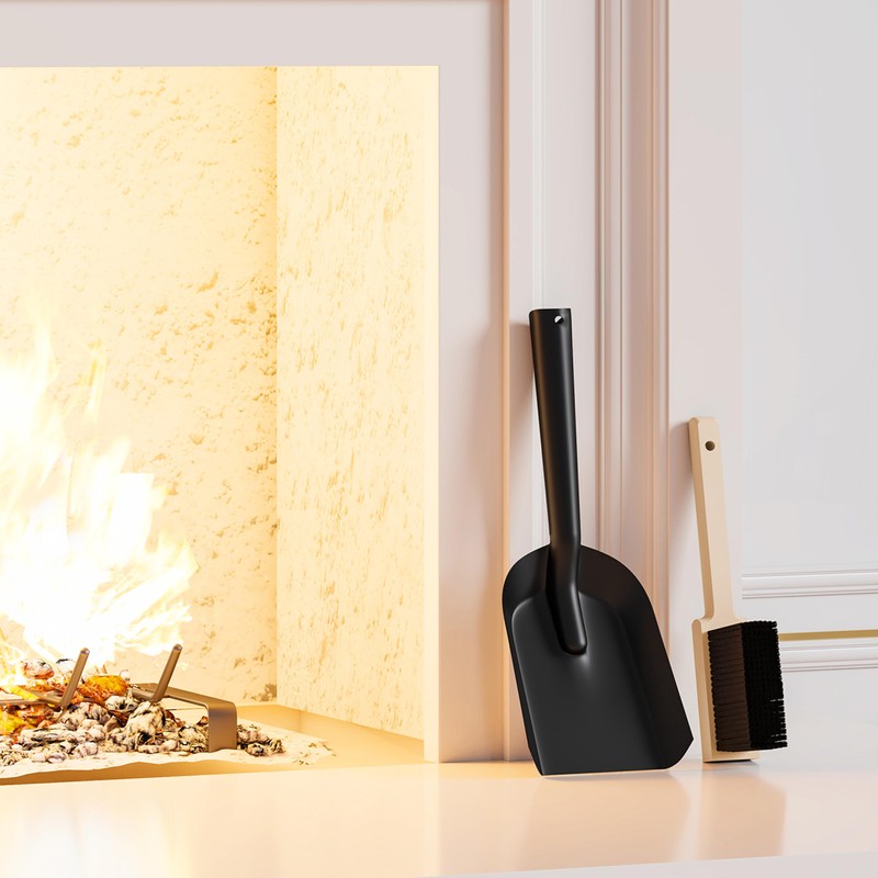Kingson Fireplace Shovel Black Ash Shovel and Brush, Dustpan Set