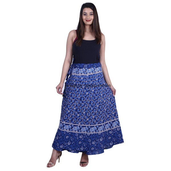Women’s Cotton Wrap Around Long Skirt – Jaipuri Block Print