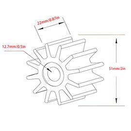 XRmarine 3593659 Seawater Pump Flexible Impeller 21951344 for Vol-vo Penta MD MB AQ BB Series Engines and Also Suitable for Jab-SCO 18673-0003 John-Son 09-1026B Pumps