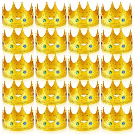 Hanaive 20 Pcs King Crowns for Adults Kids Gold Royal Plastic Crown Jeweled for King Queen Prince Princess Costume Cosplay Party