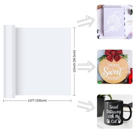 Prime Vinyl 11Ft Matte White Vinyl for Cricut - 30.5 x 335.5 cm White Permanent Vinyl Roll for Silhouette Cameo, Cutting Machine, Home Decor, Cups, Car Window