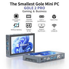 HIGOLEPC Mini PC Win 11 Pro,Celeron N5095 Mini Computer with Fan,8GB DDR4,256GB ROM,Full-Featured Type-C Mini PC with Screen,Micro PC 4K 60Hz Triple Display Without Battery WiFi 5.0 BT5.2