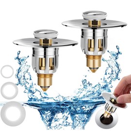 CICINIO Tapón Universal Fregadero de baño, tapón de Drenaje de latón para Agujeros de Drenaje de Lavabo de 1-2 Pulgadas (2)