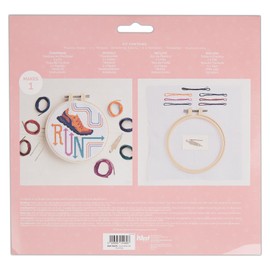 Simply MAKE Cross Stitch Kit Running Design, Kids & Adults, Hoop, Embroidery Thread, Adult Crafts, Beginners Craft Kit