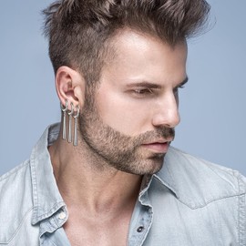 Aroncent Roronoa Zoro Clip-On Earrings: 3PCS Non Pierced Stainless Steel Dangle Hoop Earrings Set - Anime Cosplay Costume Accessories Silver