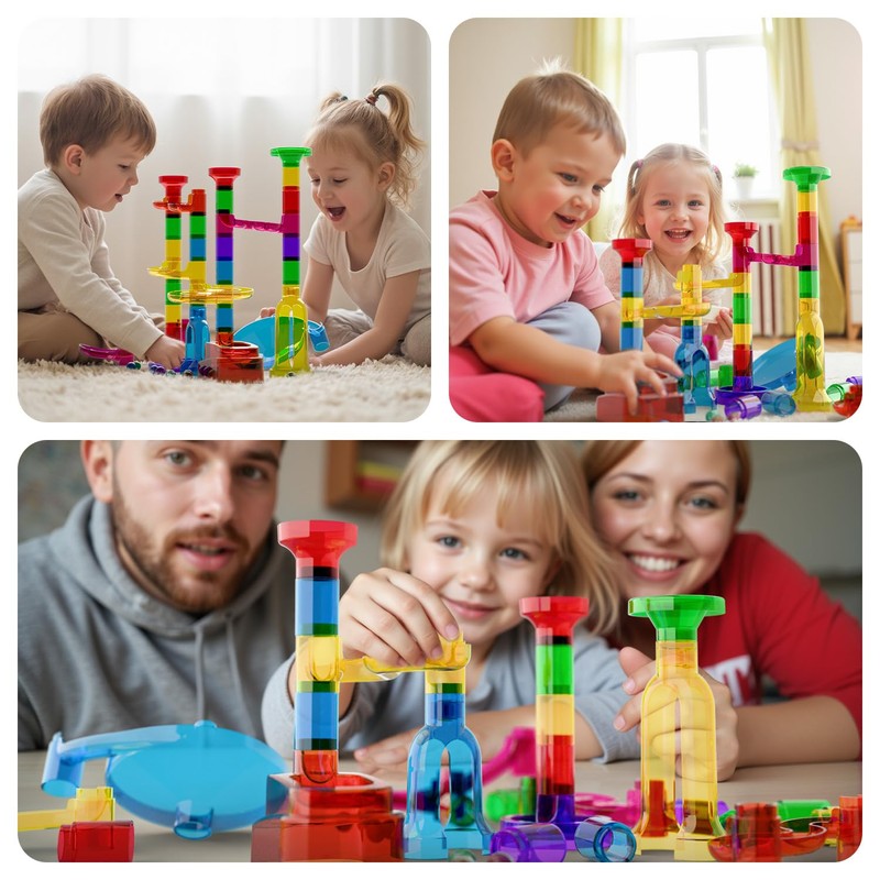 Marble Run, 109 Pcs Marble Maze Race Building Blocks Toy