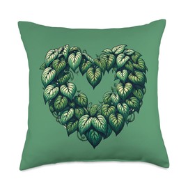 Heart Wreath Pothos plant mom Throw Pillow