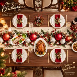Christmas Table Runner for Holiday Home Decor – Festive Rectangular Dining Table Cover for Christmas Party & Family Gatherings