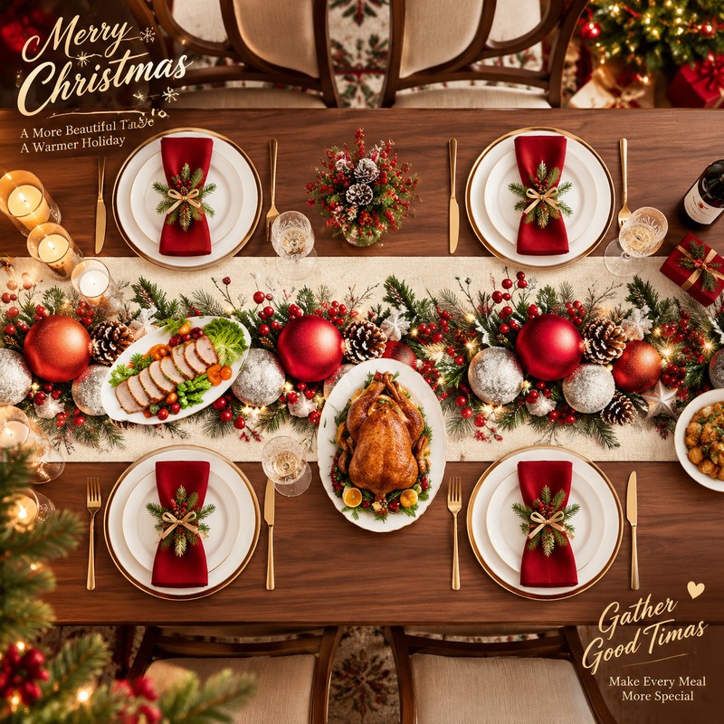 Christmas Table Runner for Holiday Home Decor – Festive Rectangular