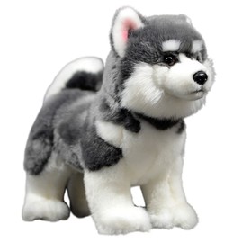 FRANKIEZHOU - Peluche realista de Husky gris de 11 pulgadas, juguete de peluche de Alaska, animal de peluche realista suave y duradero, juguete para niños, juguetes de niña, regalos para niños,