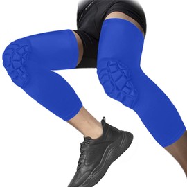 Knee Pads Compression Leg Sleeve Knee Sleeve for All Sports Wrestling Protector Gear, Youth & Adult Sizes, 1 Pair of Knee Paded(Blue_XS_2 Pack)