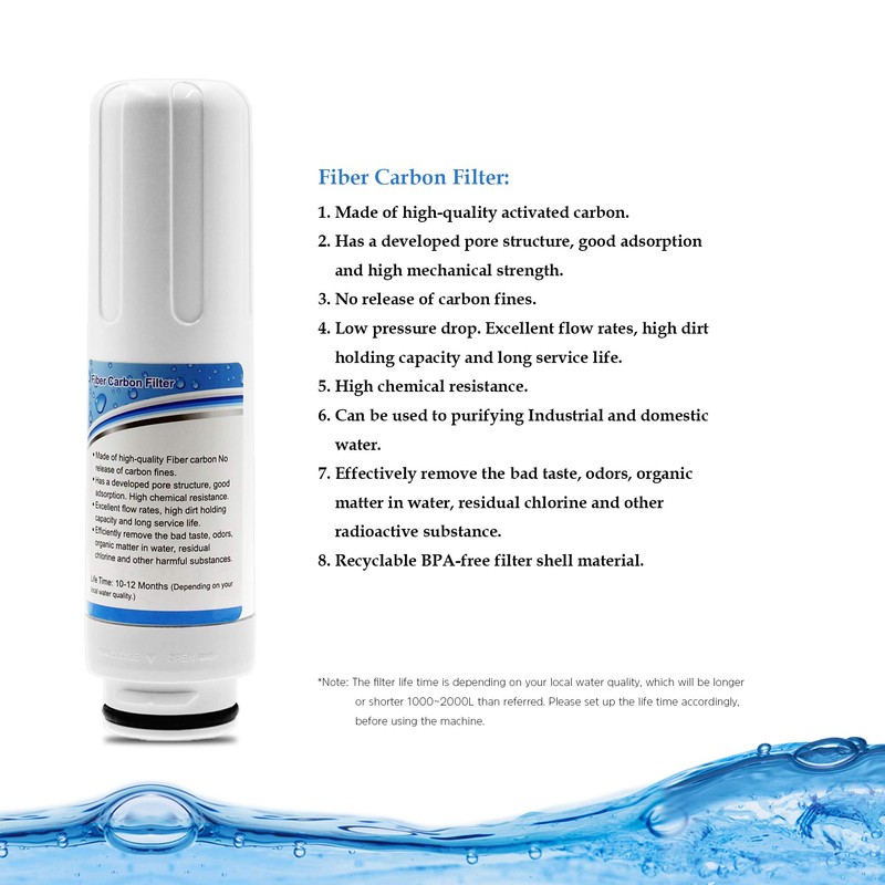 Replacement Internal Active Carbon Filter For PH3.5~10.5 Alkaline Water Ionizer