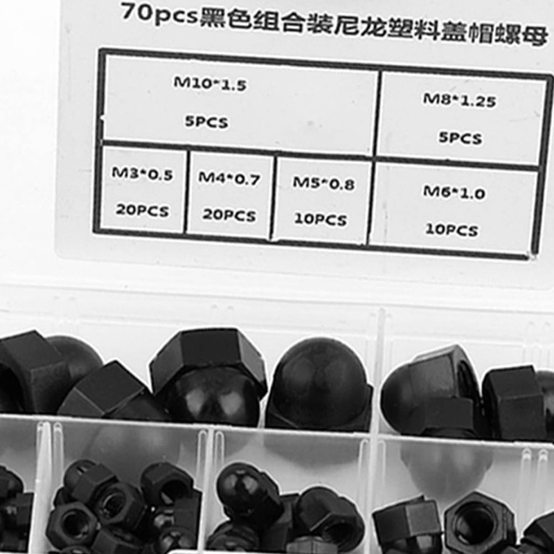 Haosie 70PCS Dome Nut, Acorn Dome Cap Nut, Hex Caps