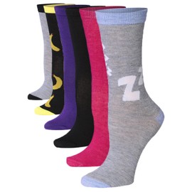 Tipi Toe Women's 6-Pairs Colorful Funky Patterned Crew Dress Socks, Colored Patterned Statements, 5-9