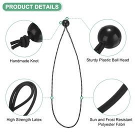 M METERXITY 50-Pack Ball Bungee Cords, 15 Inch High Elastic Canopy Tarp Tie Down Bungee Balls for Camping/Tent/Cargo Holding Wire Hoses/Patio Umbrellas/Shelter [Black White]