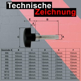 PRIOstahl Locking screw star grip screw star nut – M10 x 50 mm 4 pieces star head screw knurled screw as holder and fixation with external thread made of steel