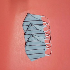 Handmade Pack of 3 reusable washable face mask with 2 sides gray-red stripes & gray.