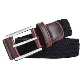 Belt for Men 2Pack,BULLIANT Mens Stretch Braided Web Belt for Casual Golf Hunting Pants Jeans,1 3/8"