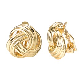 Yoursfs Love Knot Clip On Earrings for Women Rrtro Style 18K Gold Plated Non Pierced Earrings