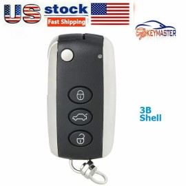 KeyMaster Flip Remote Key Shell FOB for Bentley Continental GT GTC 2006-2016 3Buttons