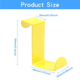 Auvotuis 5Pcs Yellow Z-Shaped Over The Door Hooks, Stainless Steel, Fits 3/4" & 1-1/2" Door Widths, Reversible, Rust Resistant