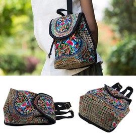 Enzege Retro Embroidered Style Handmade Canvas Backpack for Lady,Women,Girls